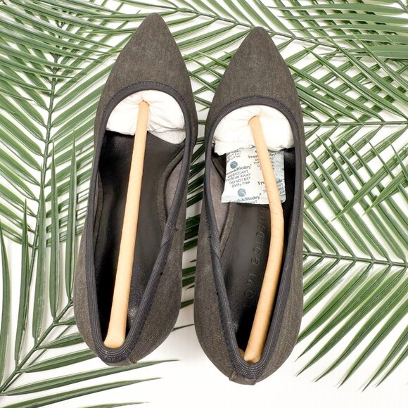 Lori Goldstein Pumps Black Washed Linen LI YARROW Size 5.5 Pointed Toe Heels - Picture 7 of 12